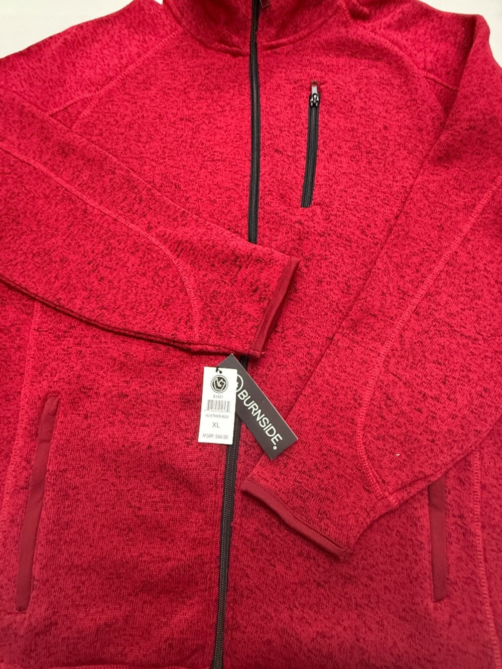 Burnside men’s red heather sweater jacket